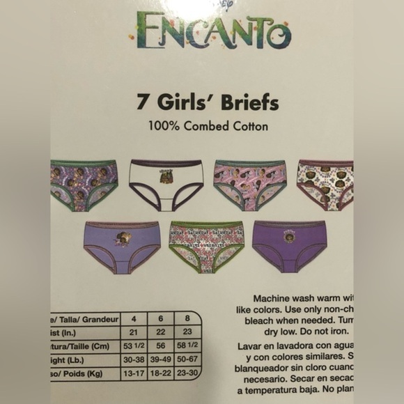 14pk Disney’s Encanto 100% cotton 7 days of the week little girl’s briefs size 4 - Picture 6 of 6